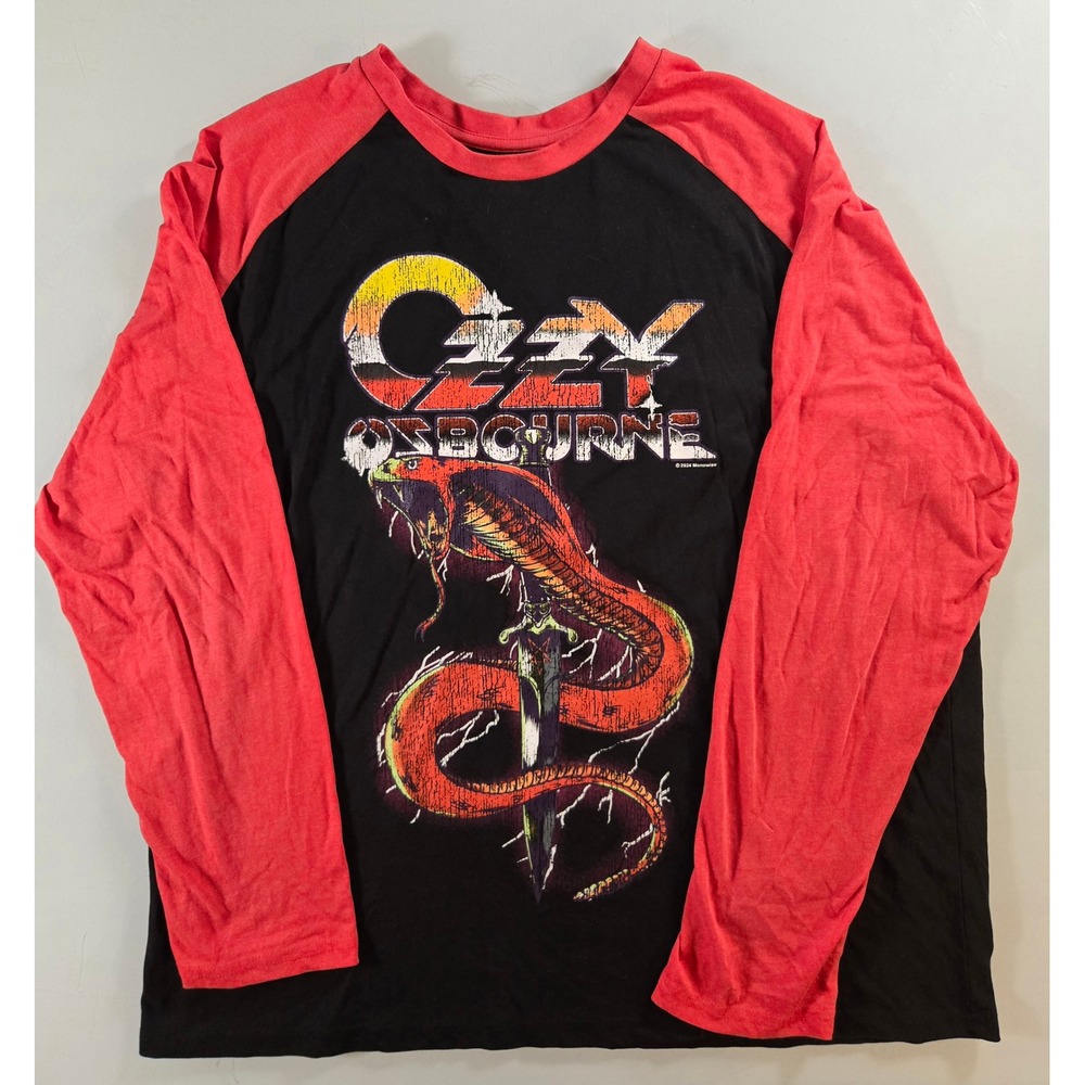 Ozzy Osbourne Mens XL Cobra Sword Raglan Graphic Shirt Black Red 2024